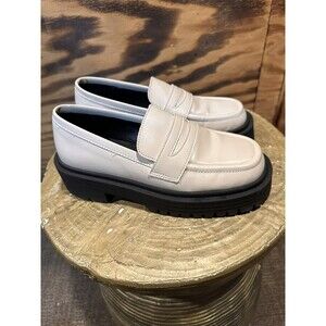 Svegan Women Ivory  Platform Slip On Genial Penny Loafers Shoes Size 36